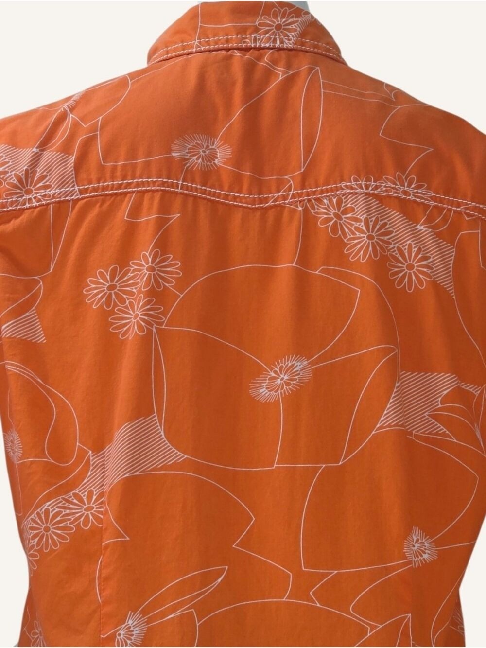 Cruel Girl M Orange White Floral Pearl Snap Western Rodeo Shirt EUC - Picture 9 of 12